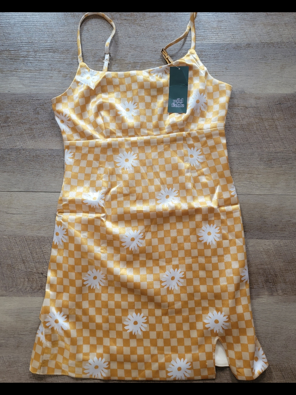 wild fable Yellow Check Daisy Slip Mini Dress